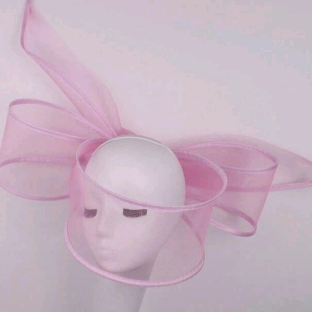Elegant Pink Sheer Wedding Bow Fascinator